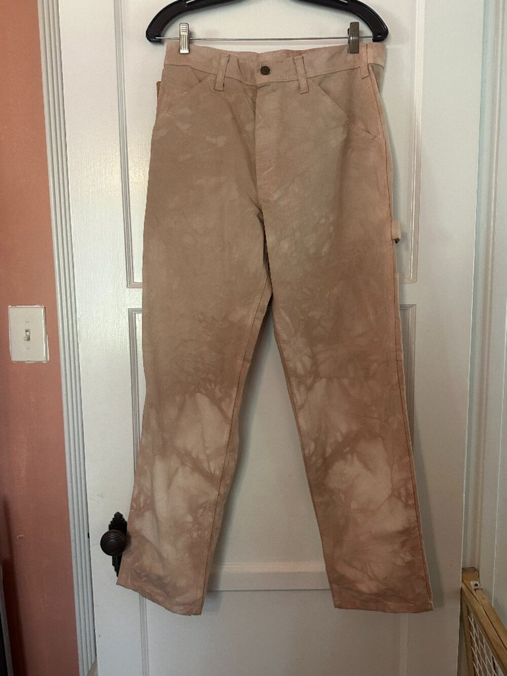 Stan Ray Custom Hand-Dyed Painter Pants Mens 30 Beige Brown Tie Dye Utility